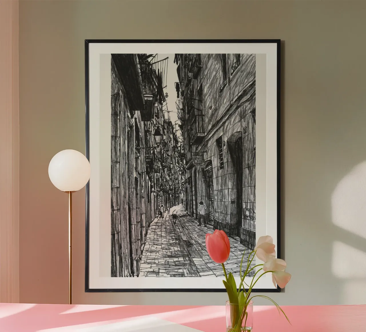 Rue étroite du quartier gothique de Barcelone hahnemühle de Asobōze