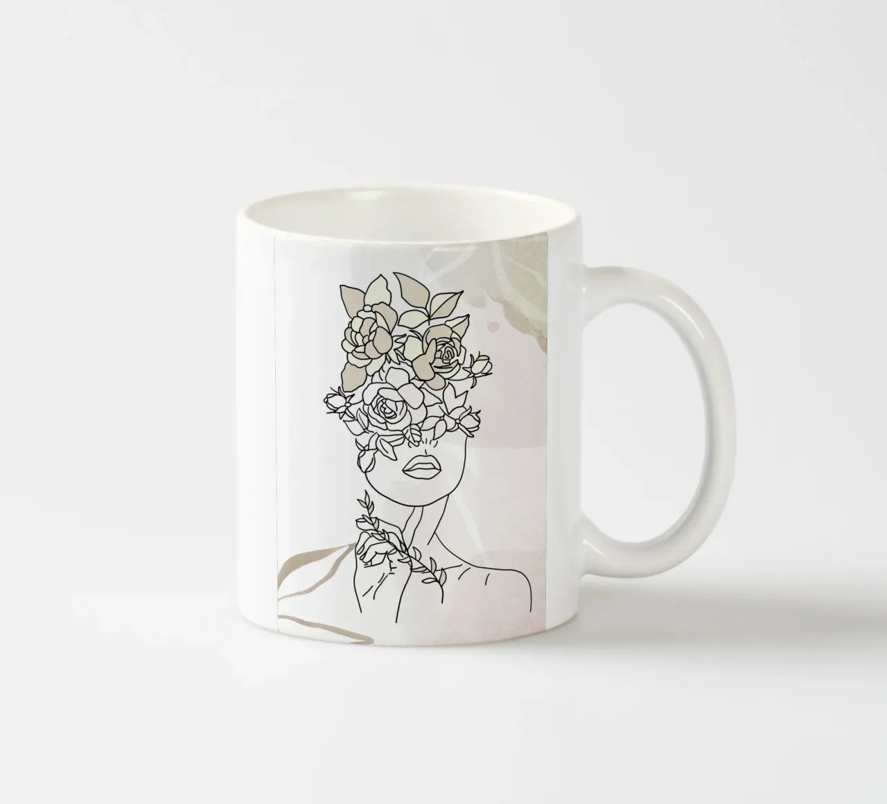 Minimalistisches Frauenporträt Keramik Tasse von 🎁 ARTVI-SHOP