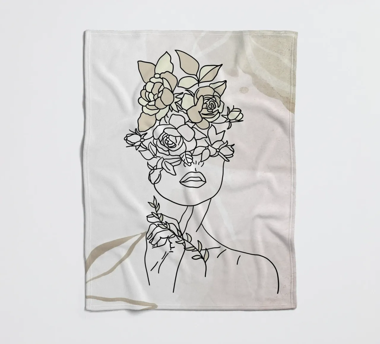 Minimalist woman portrait fleece blanket by 🎁 ARTVI-SHOP