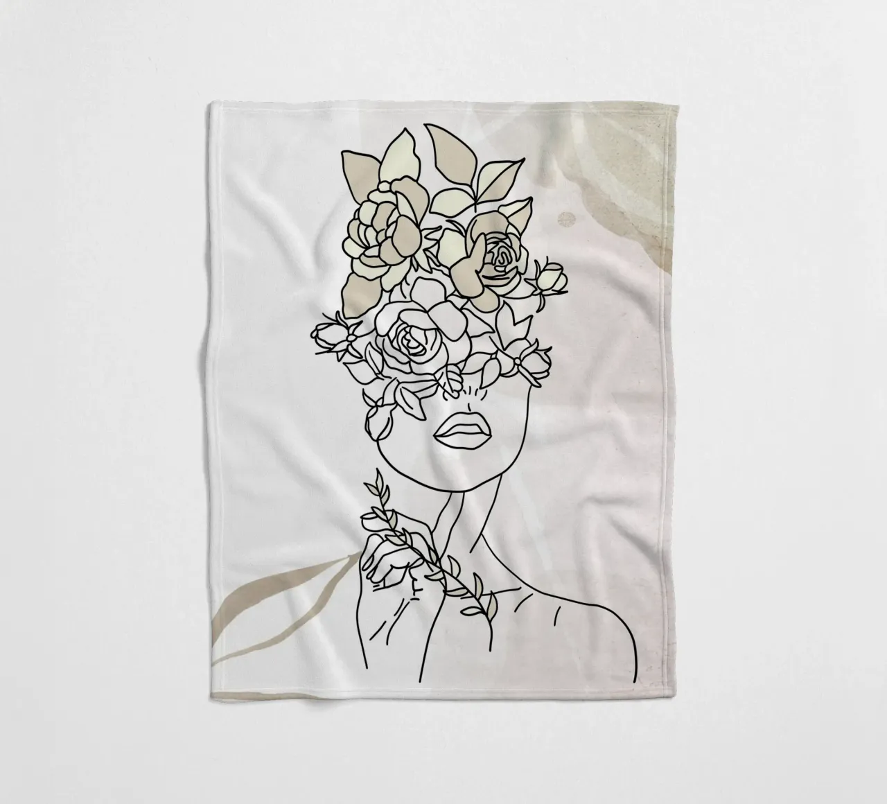Minimalist woman portrait fleece blanket by 🎁 ARTVI-SHOP