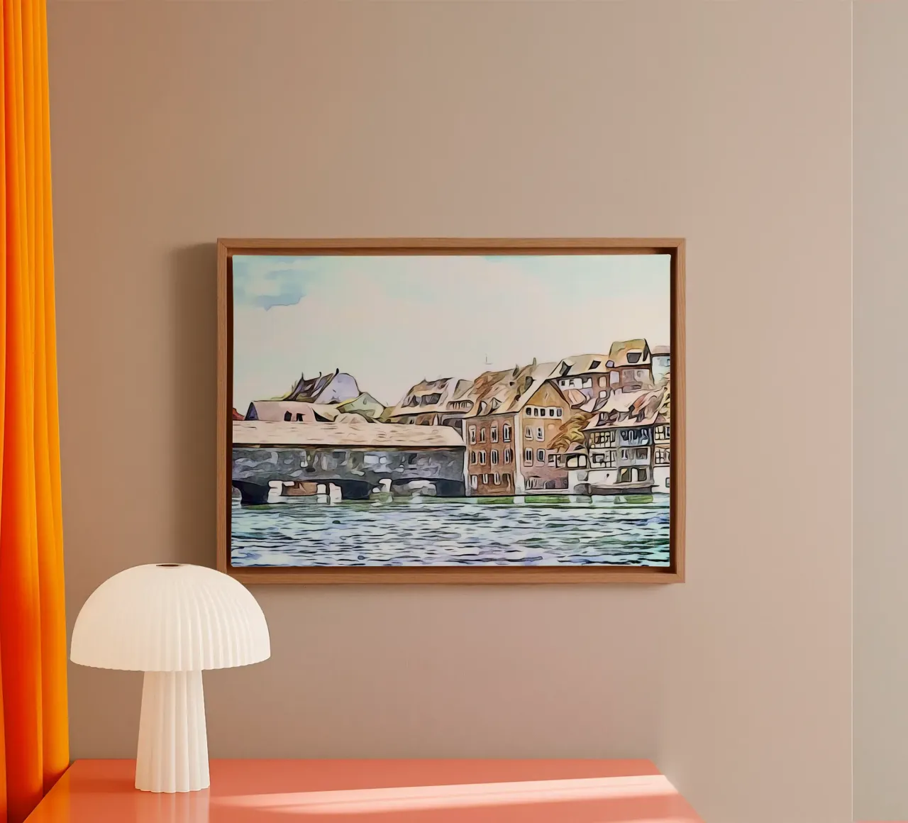 Gailingen am Hochrhein, Motif 1 canvas with Floater frame by ZAMART