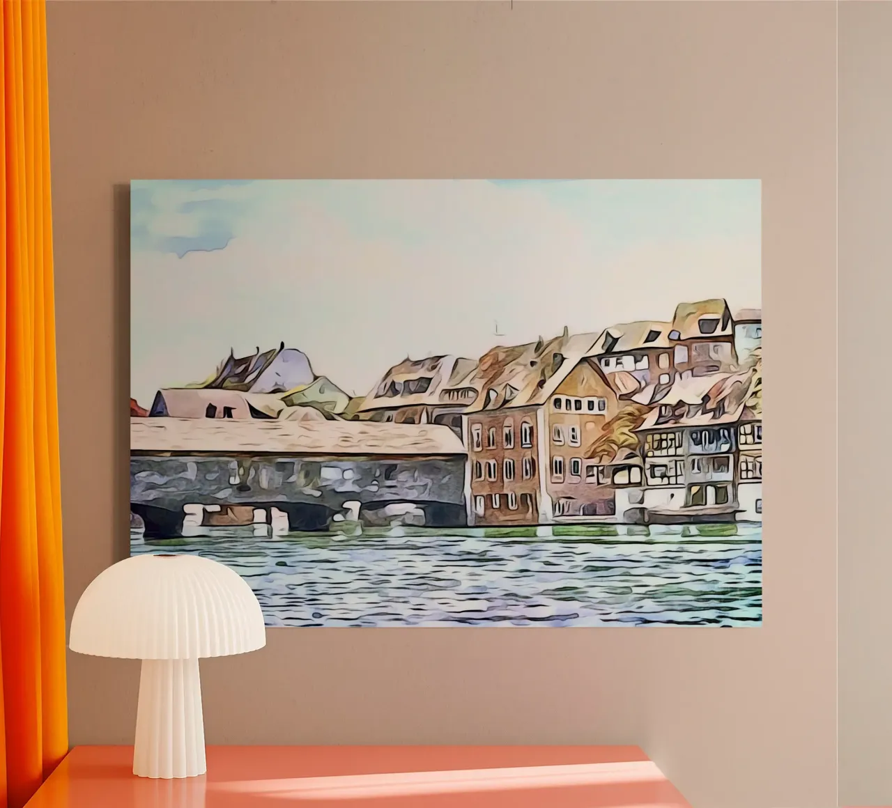 Gailingen am Hochrhein, Motif 1 canvas with Floater frame by ZAMART