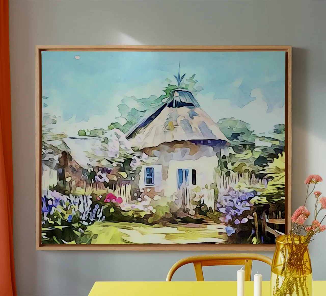 Landscape on Lake Constance, motif 3 canvas with Floater frame by ZAMART