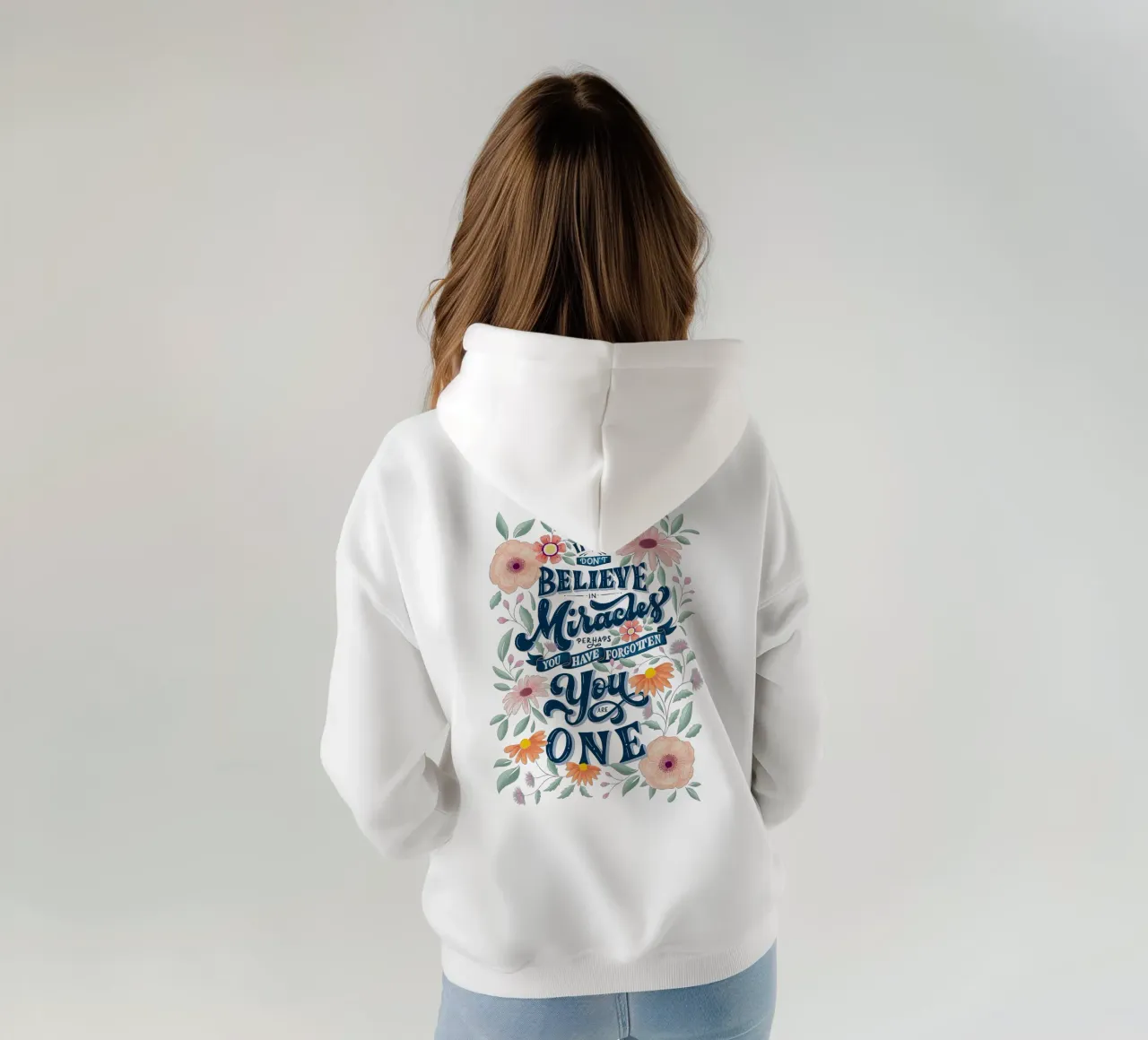 Siete unici e meravigliosi. Motivo floreale in colori pastello felpa con cappuccio da CalliLetters