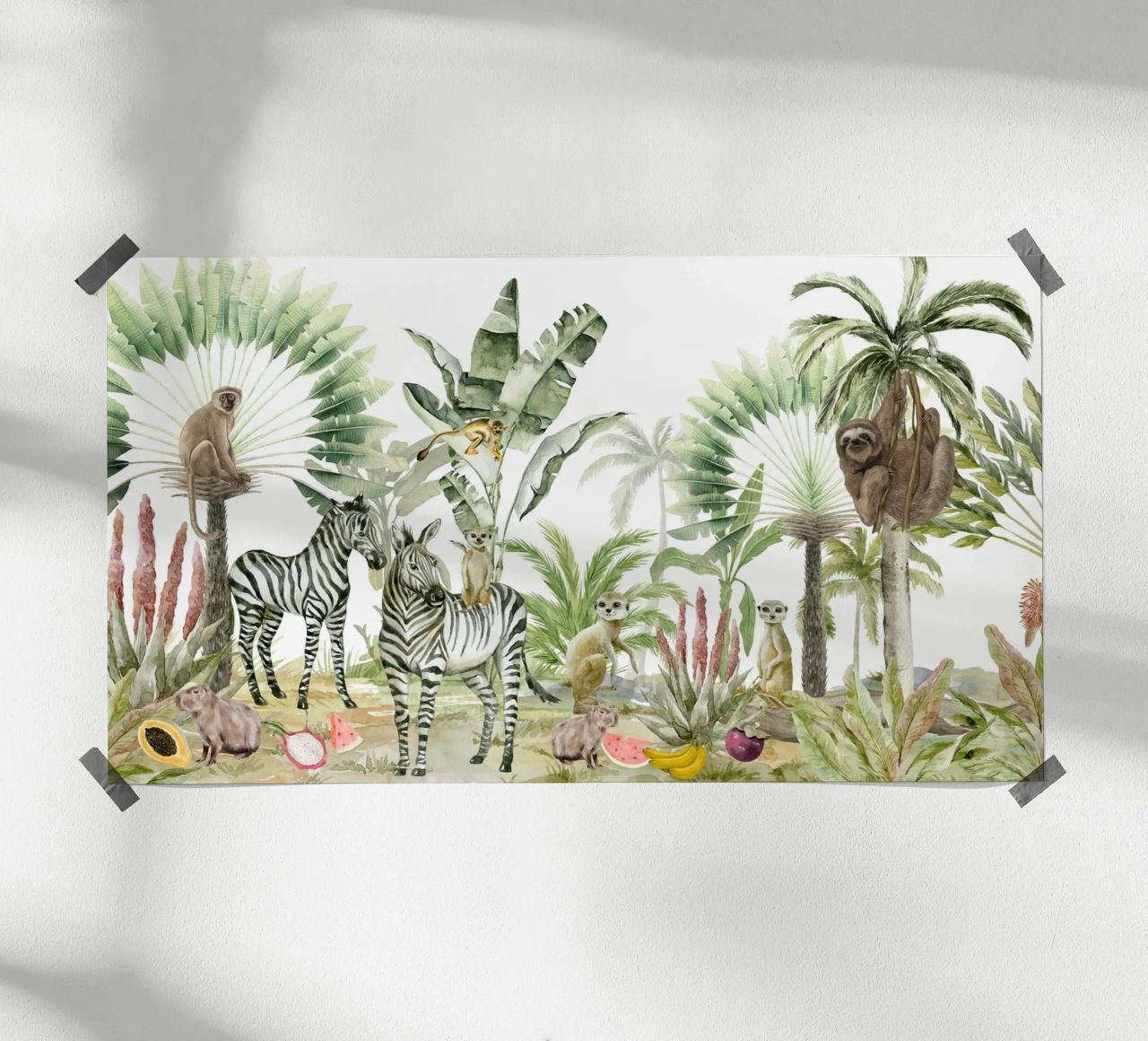 Watercolor Whimsical African Wildlife Savanna poster by Vintage World - Uta Naumann