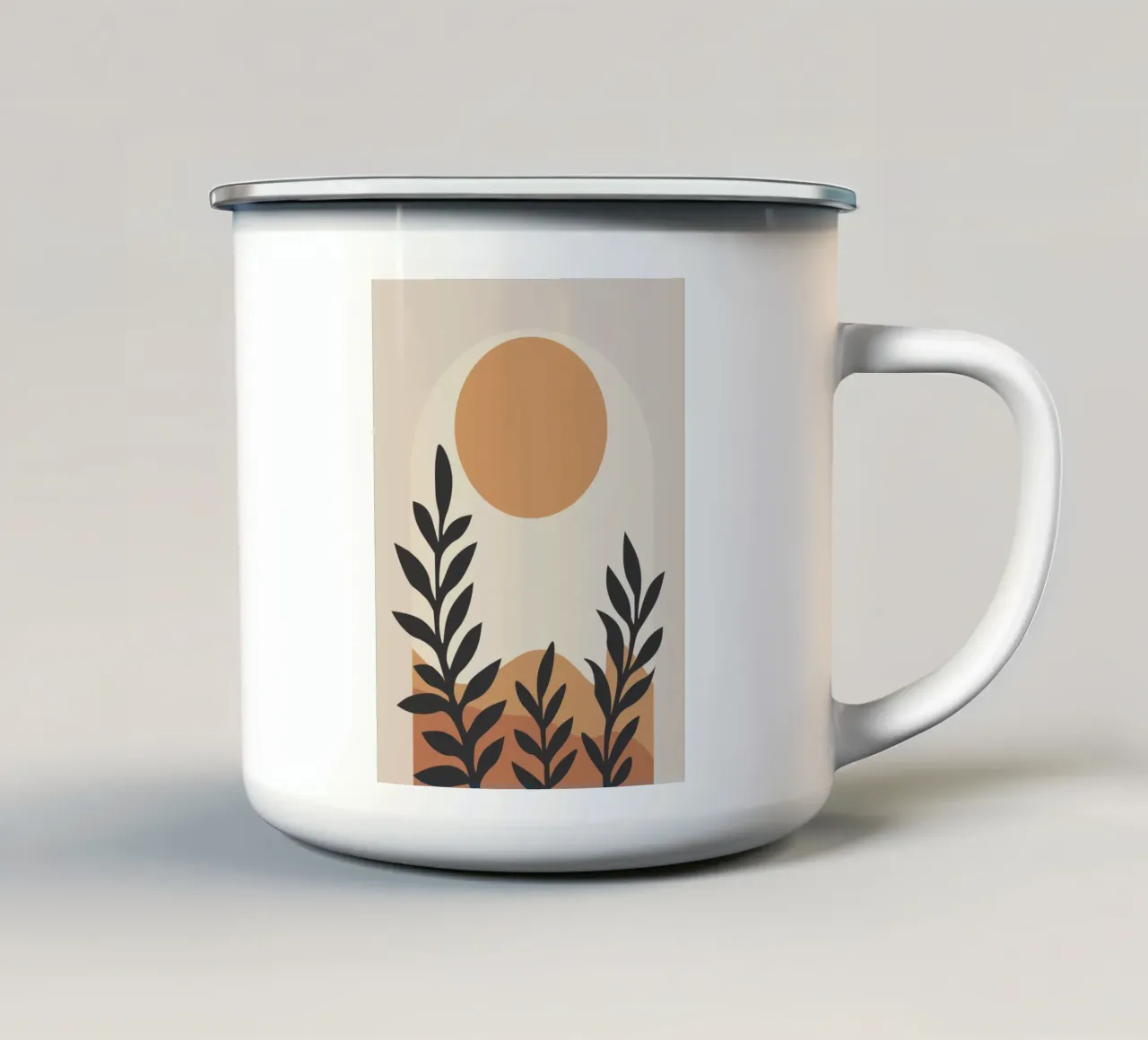 Earthly hills and a large muted sun tazza in smalto da LisaArtes