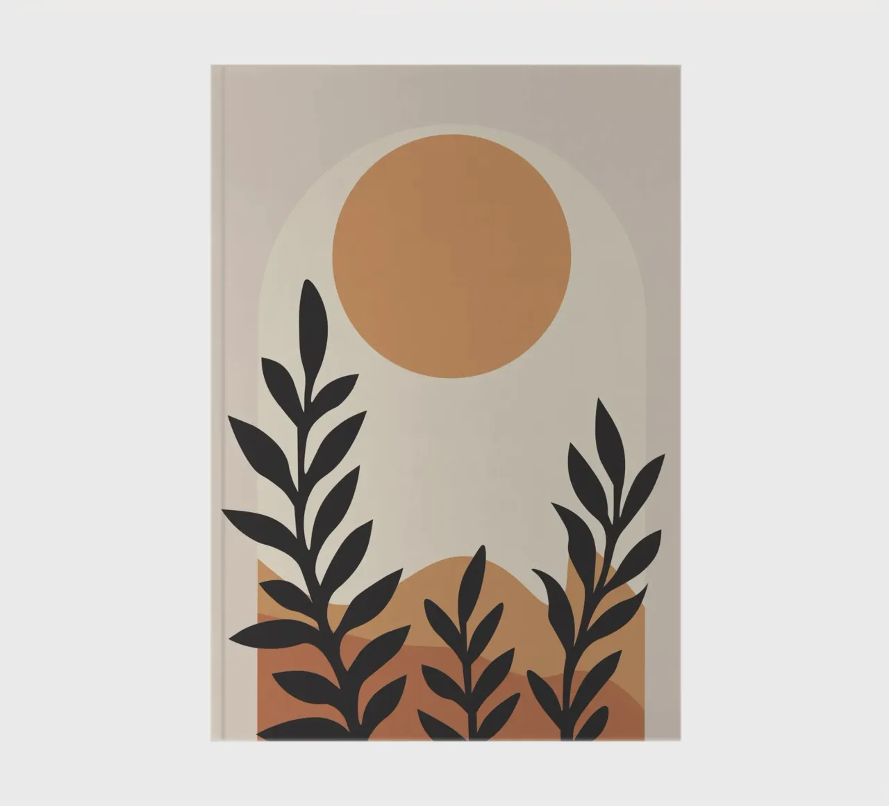 Earthly hills and a large muted sun notebook by LisaArtes