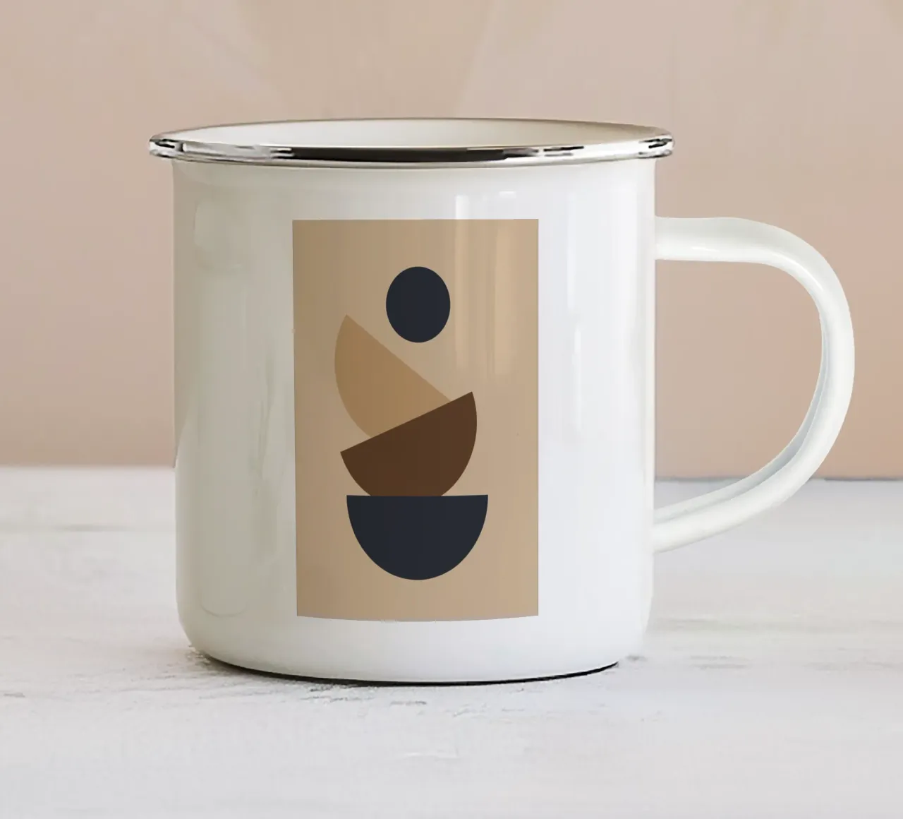 Geometric shapes stacked enamel mug by LisaArtes