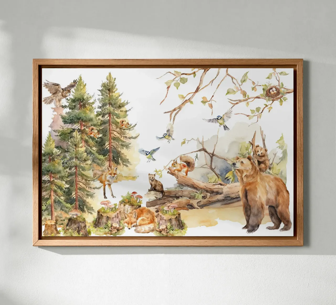 Grillige bosvrienden in bos canvas met Baklijst van Vintage World - Uta Naumann