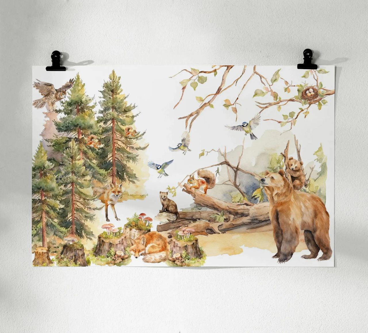 Skurrile Waldfreunde im Wald Poster von Vintage World - Uta Naumann