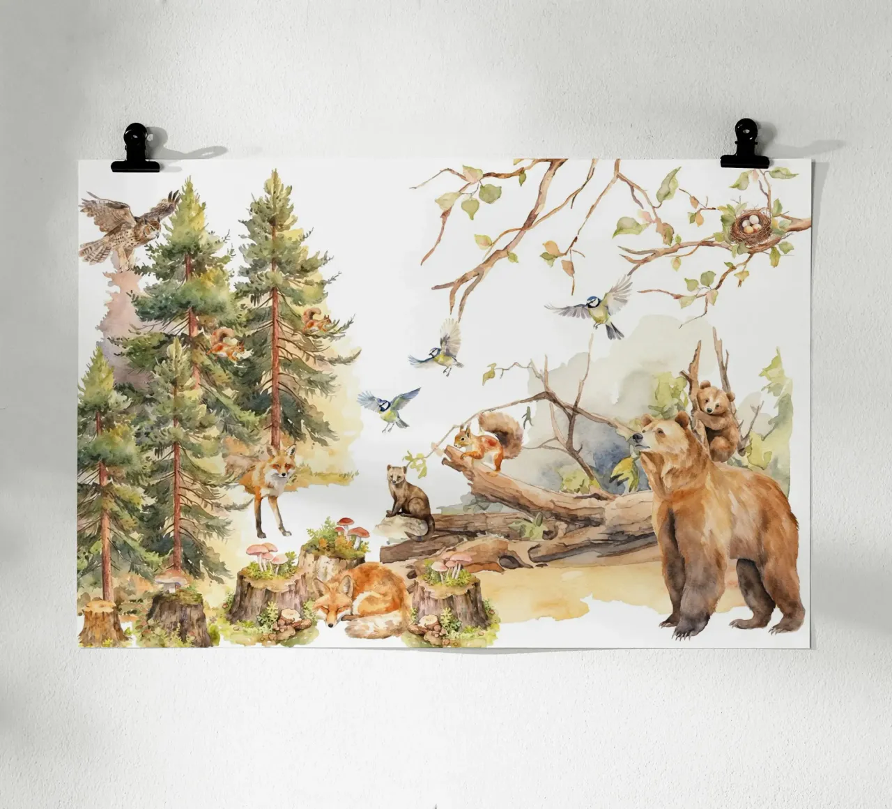 Whimsical Woodland Friends In Forest hahnemühle by Vintage World - Uta Naumann
