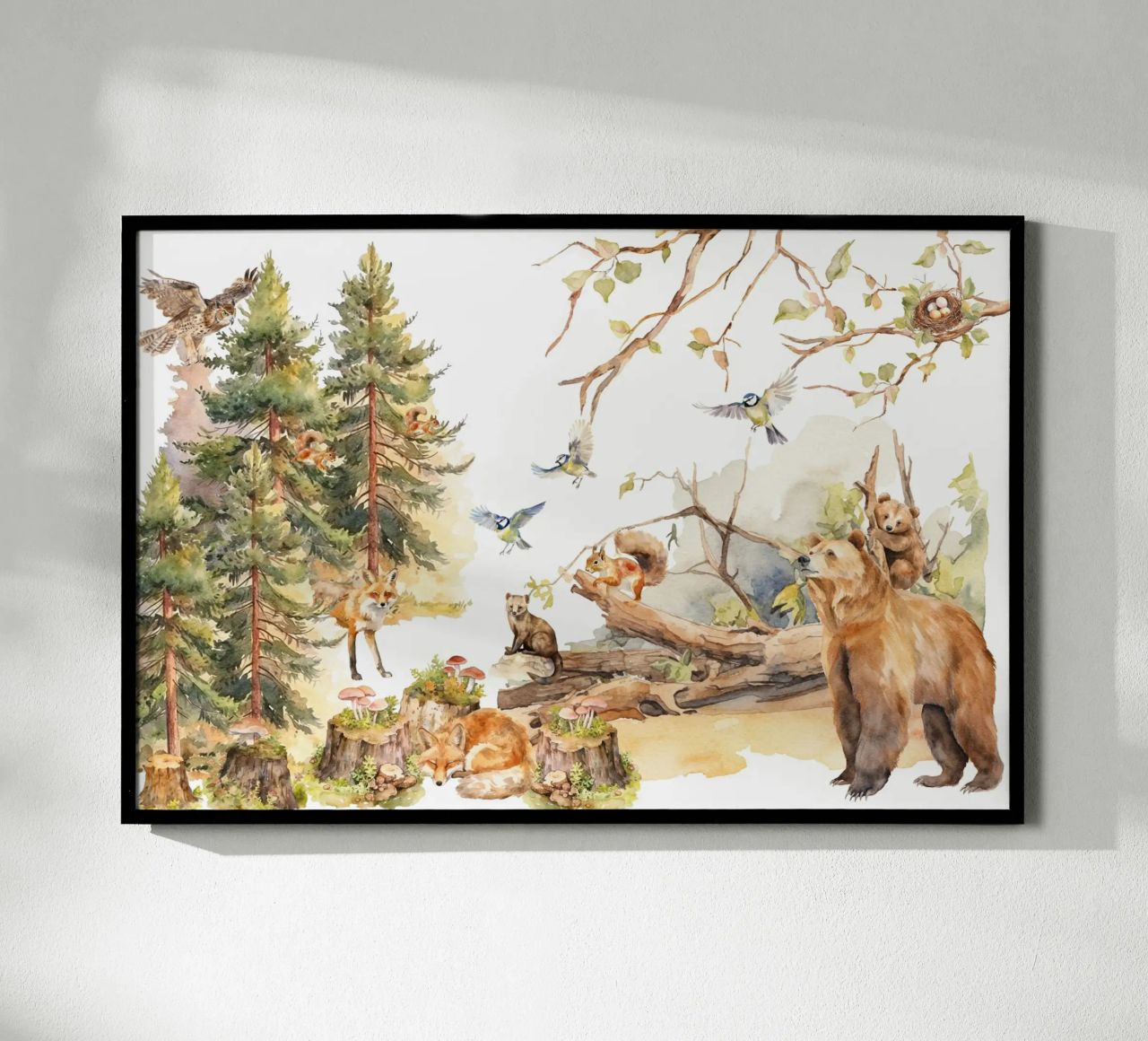 Skurrile Waldfreunde im Wald Poster von Vintage World - Uta Naumann