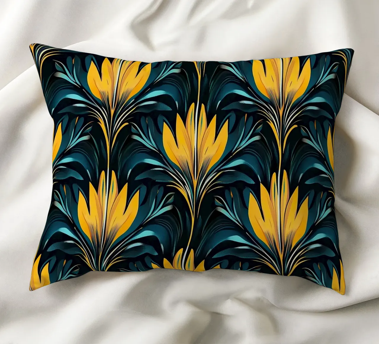Deco Dawn: Elegance in Motion cuscino da Nikis Art Studio