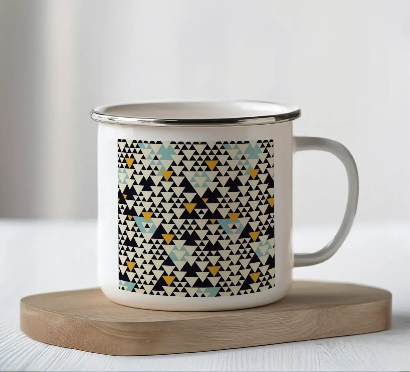 Pattern 3 enamel mug by Florent Bodart