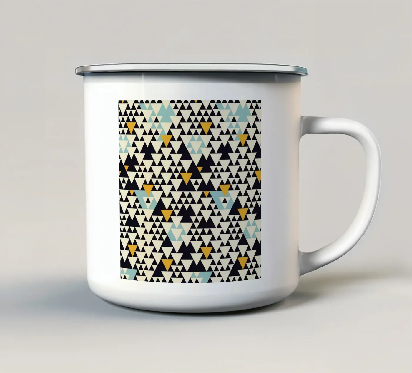Pattern 3 enamel mug by Florent Bodart