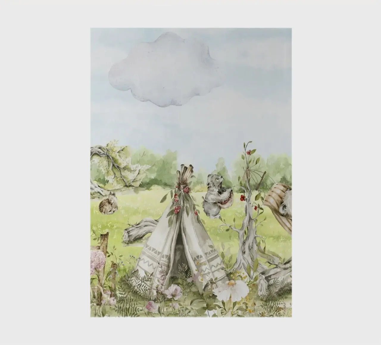 Ein fauler Sommertag im Garten mit Waldtieren - Panorama Notizbuch von Vintage World - Uta Naumann