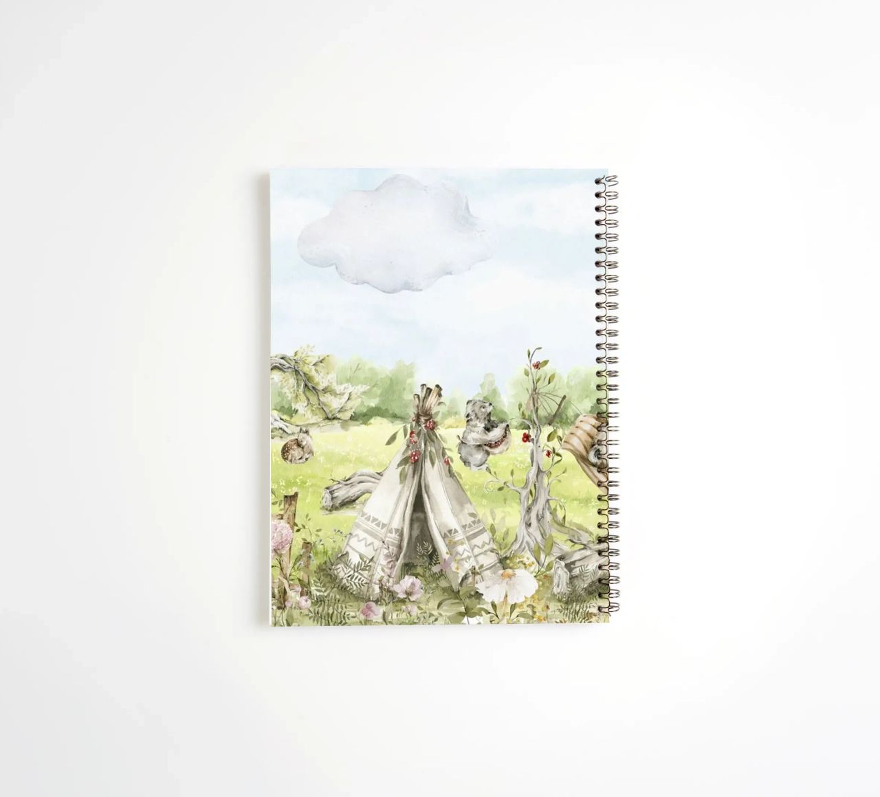 A lazy Summer Day In Garden With Woodland Animals - Panorama spiral notebook by Vintage World - Uta Naumann