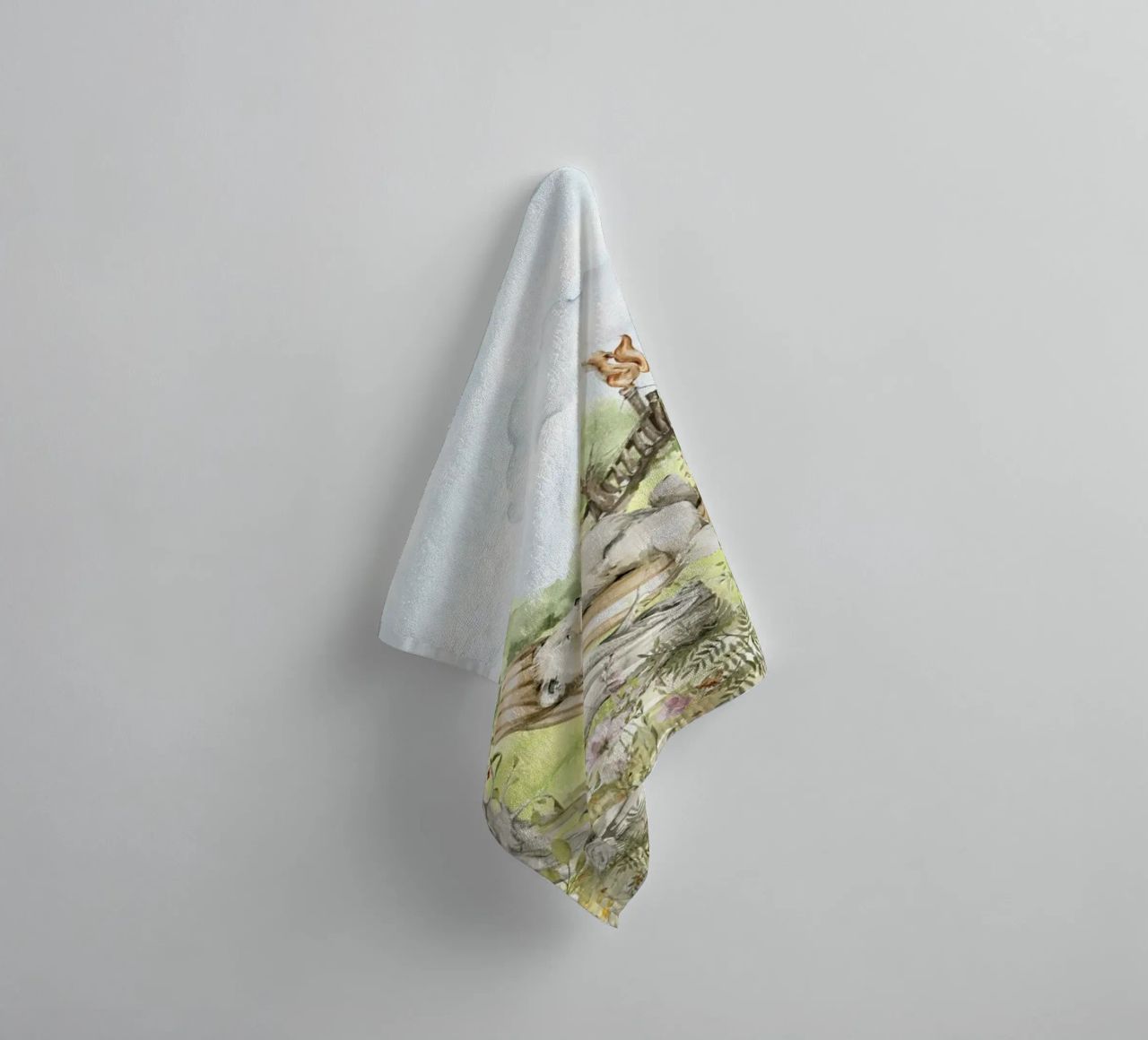 A lazy Summer Day In Garden With Woodland Animals - Panorama towel by Vintage World - Uta Naumann