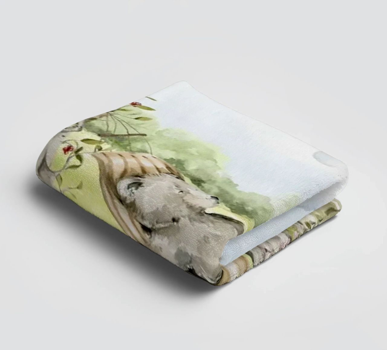 A lazy Summer Day In Garden With Woodland Animals - Panorama towel by Vintage World - Uta Naumann