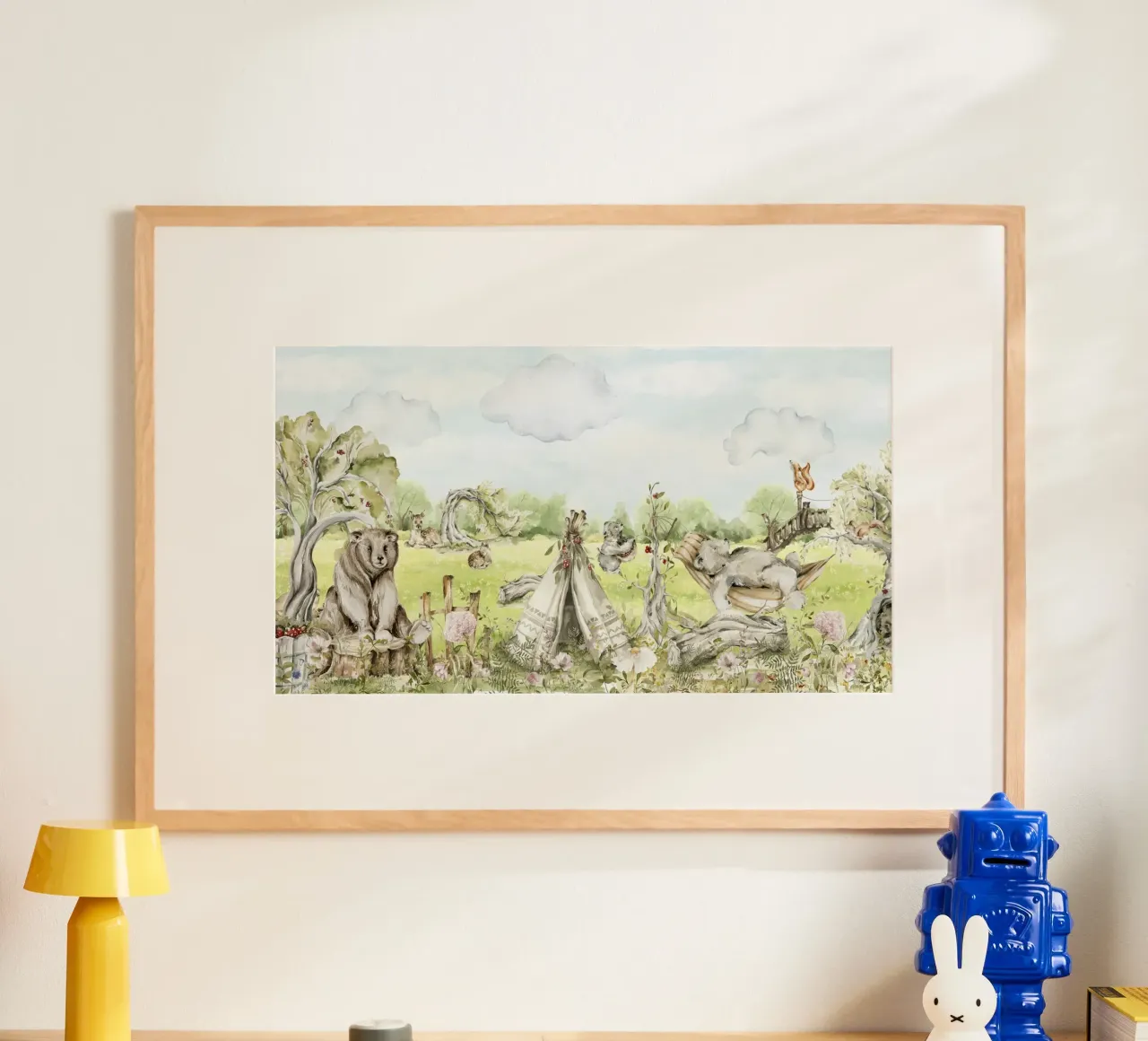 Una pigra giornata d'estate in giardino con gli animali del bosco - Panorama carta hahnemühle da Vintage World - Uta Naumann