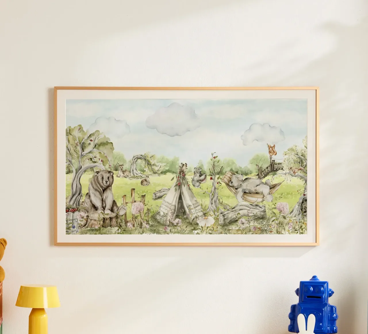 Una pigra giornata d'estate in giardino con gli animali del bosco - Panorama carta hahnemühle da Vintage World - Uta Naumann