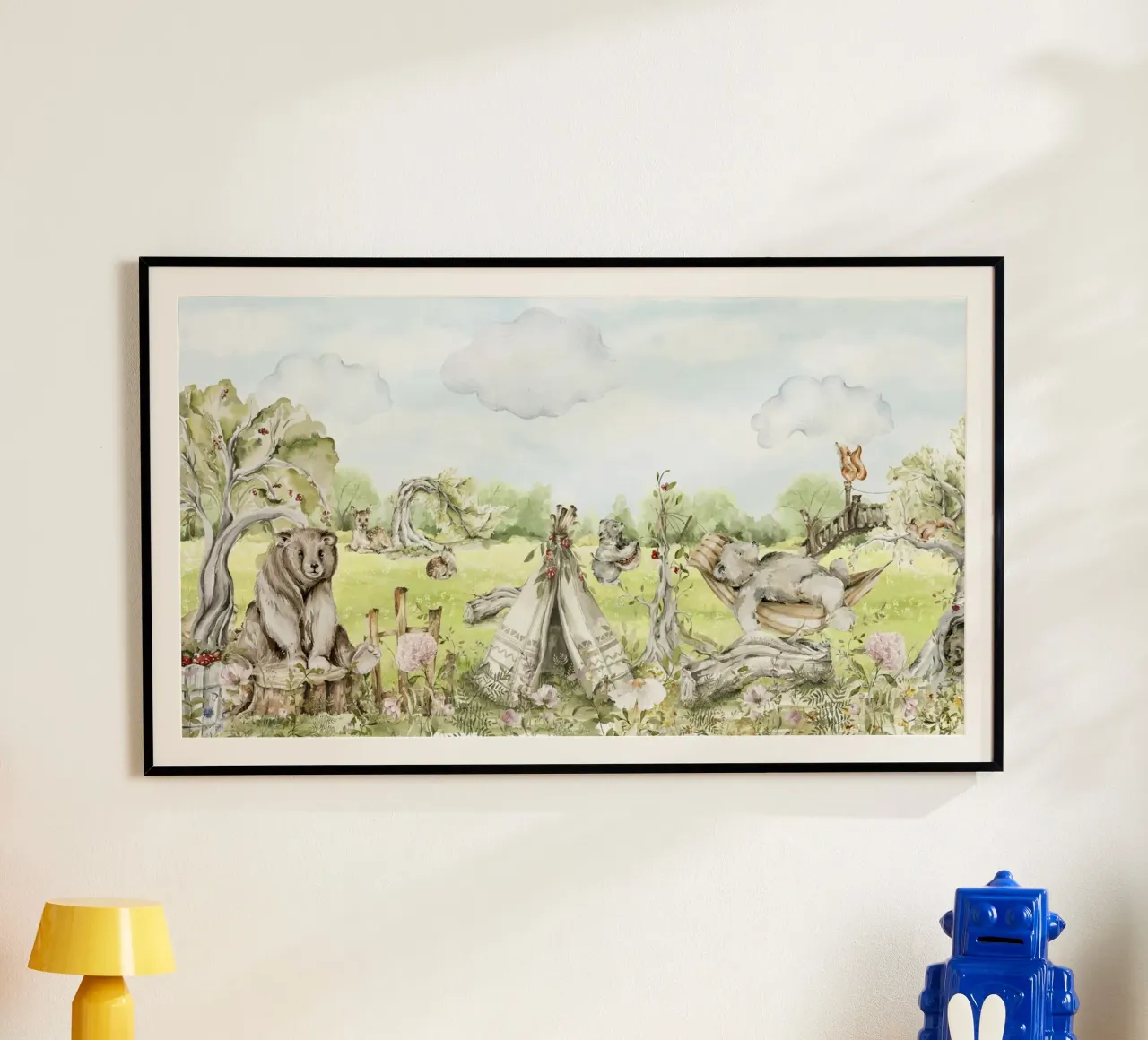 Una pigra giornata d'estate in giardino con gli animali del bosco - Panorama carta hahnemühle da Vintage World - Uta Naumann