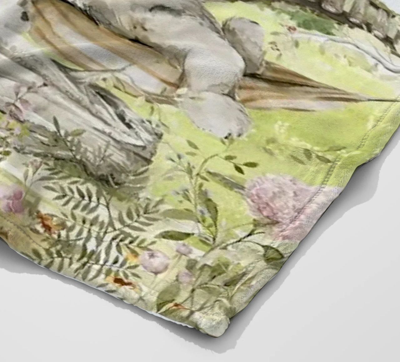 A lazy Summer Day In Garden With Woodland Animals - Panorama fleece blanket by Vintage World - Uta Naumann