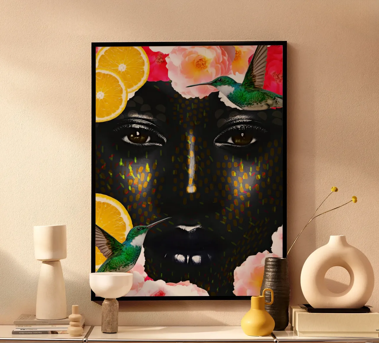 Afro Ctropica Essence poster con telaio in legno da Mathudace Créas