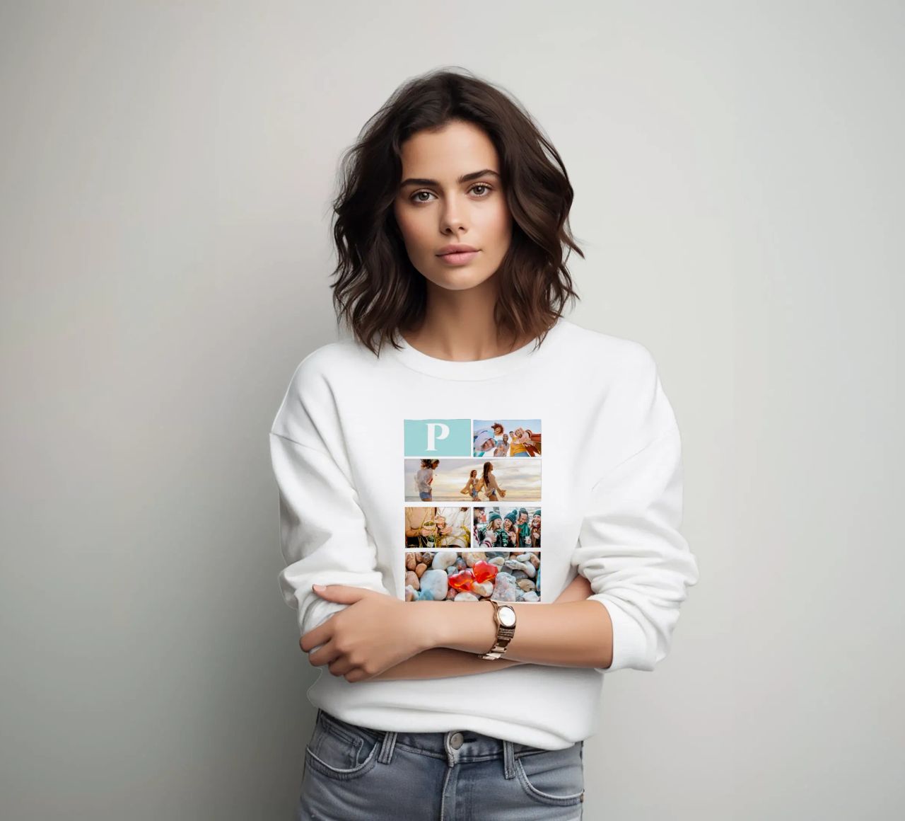 Personalisierte Collage: Fotos und Monogramm einfach hinzufügen Sweatshirt von Studio Patruschka