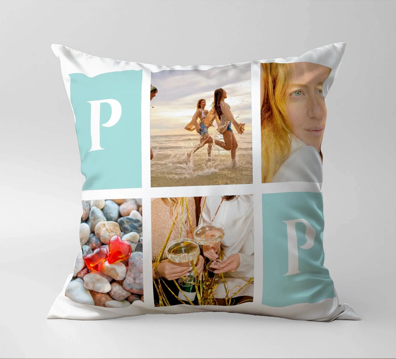 Personalisierte Collage: Fotos und Monogramm einfach hinzufügen Kissen von Studio Patruschka