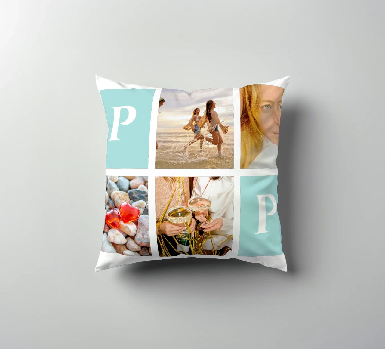 Personalisierte Collage: Fotos und Monogramm einfach hinzufügen Kissen von Studio Patruschka