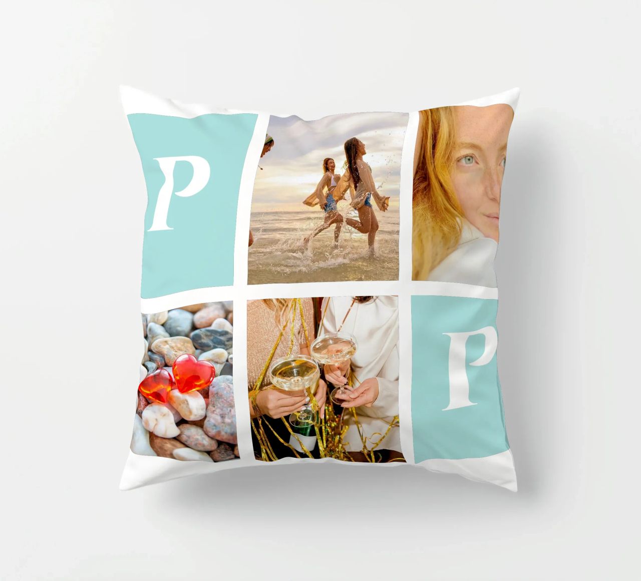 Personalisierte Collage: Fotos und Monogramm einfach hinzufügen Kissen von Studio Patruschka