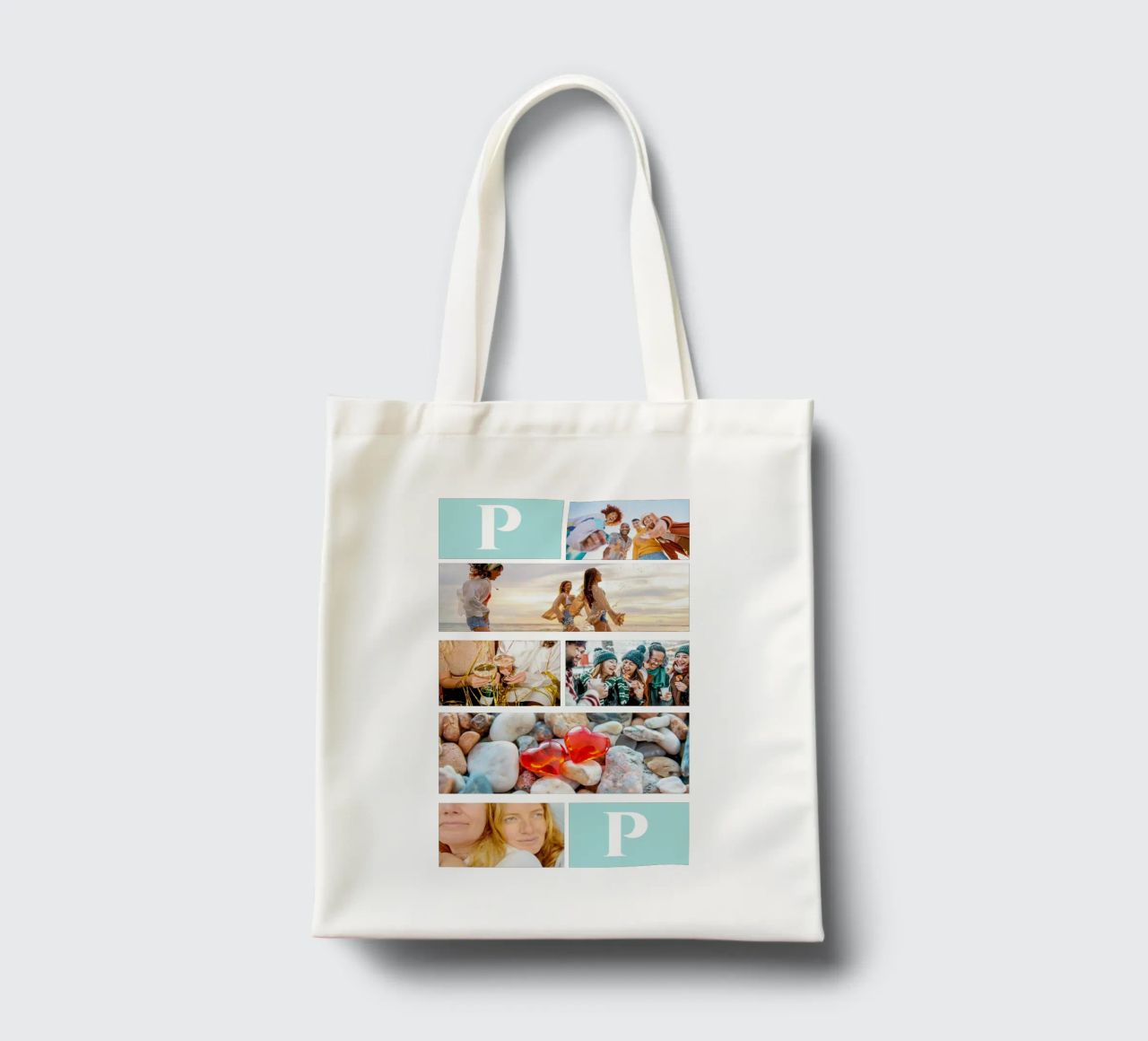 Personalisierte Collage: Fotos und Monogramm einfach hinzufügen Jutebeutel von Studio Patruschka