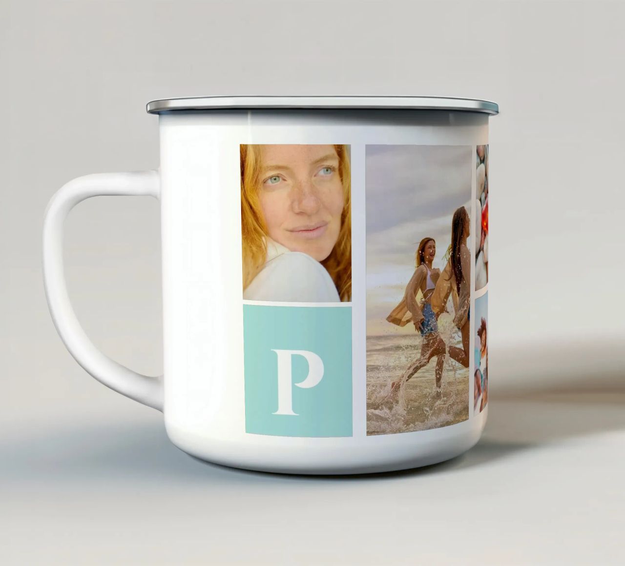 Personalisierte Collage: Fotos und Monogramm einfach hinzufügen Emaille Tasse von Studio Patruschka