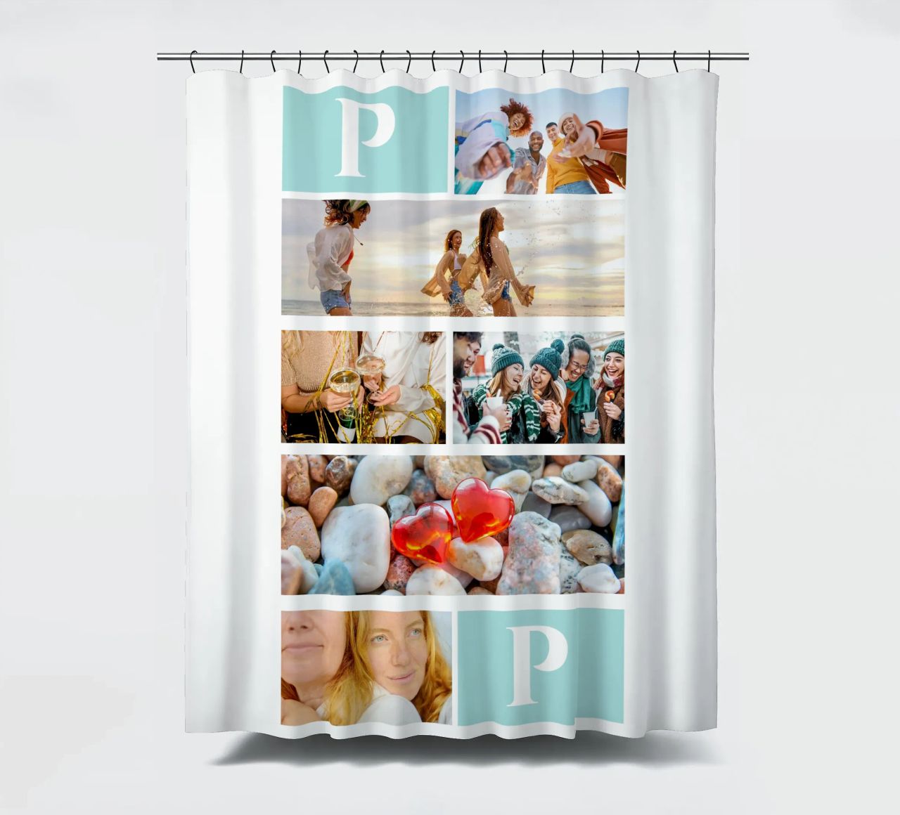 Personalisierte Collage: Fotos und Monogramm einfach hinzufügen Duschvorhang von Studio Patruschka