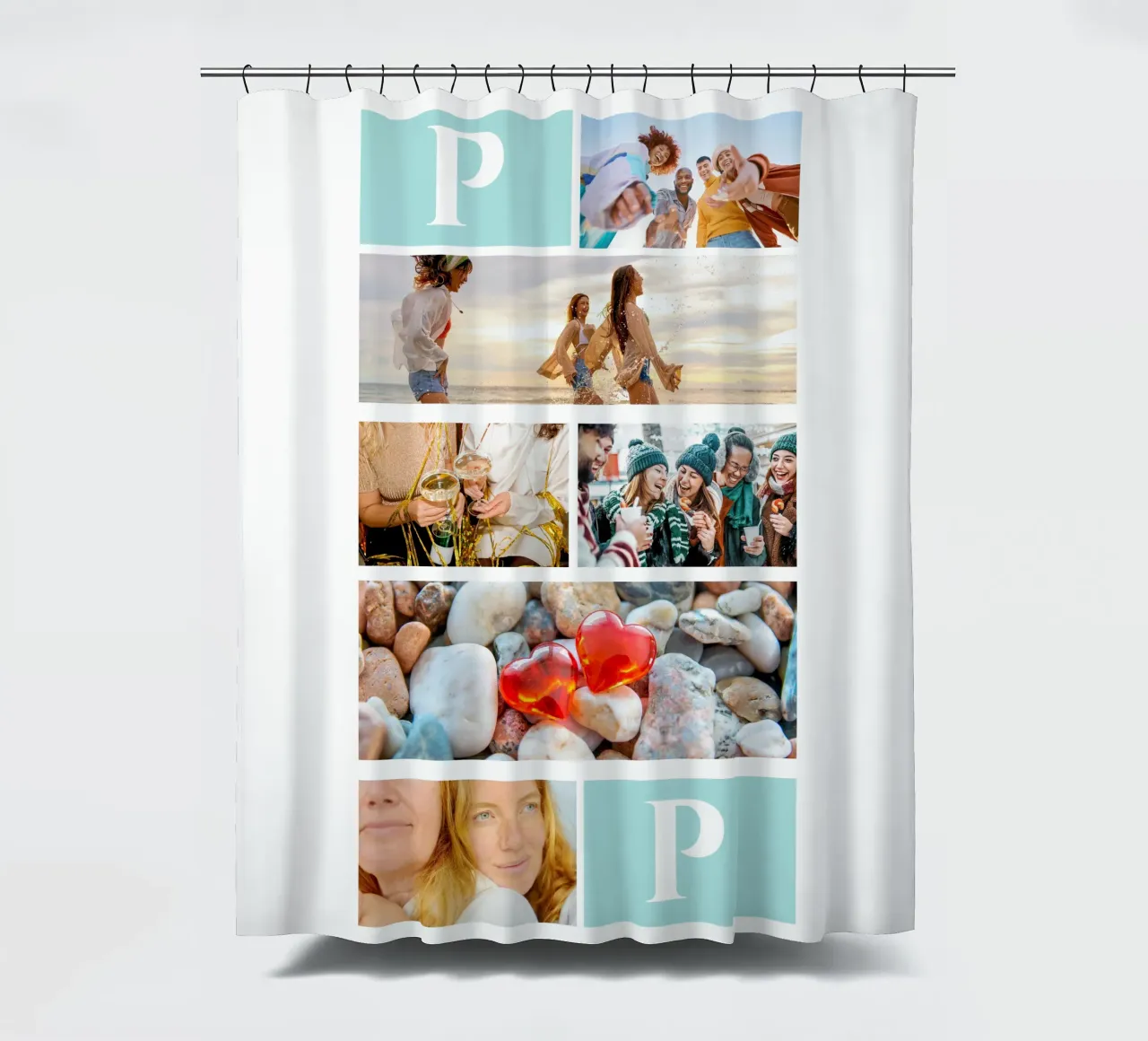 Collage personalizzato: Aggiungi facilmente foto e monogramma tenda da doccia da Studio Patruschka