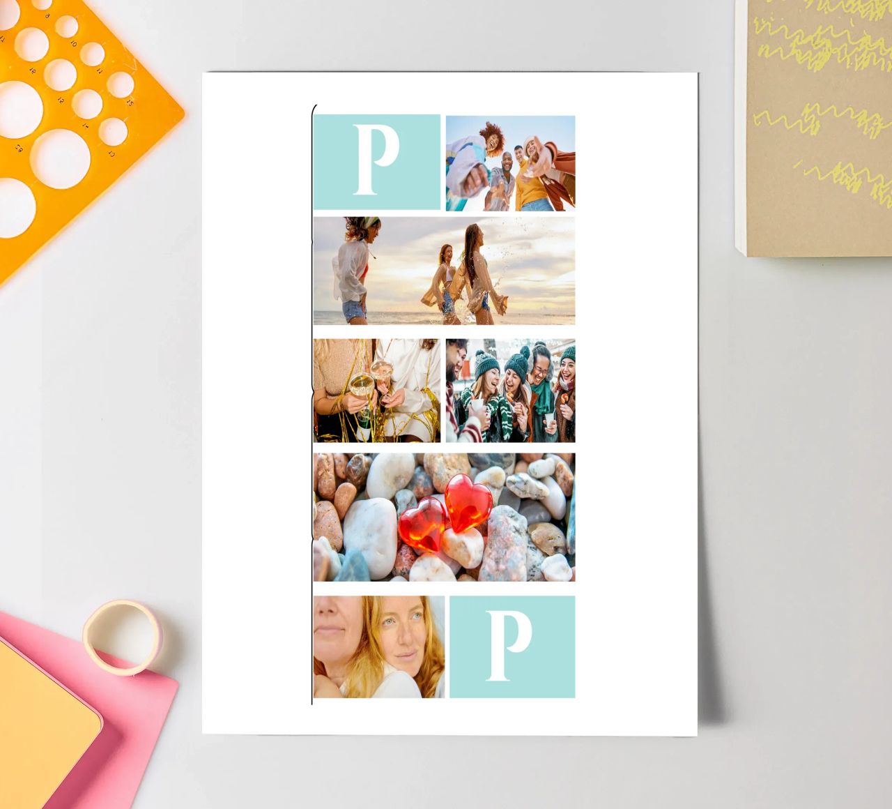 Personalisierte Collage: Fotos und Monogramm einfach hinzufügen Stickerbogen von Studio Patruschka