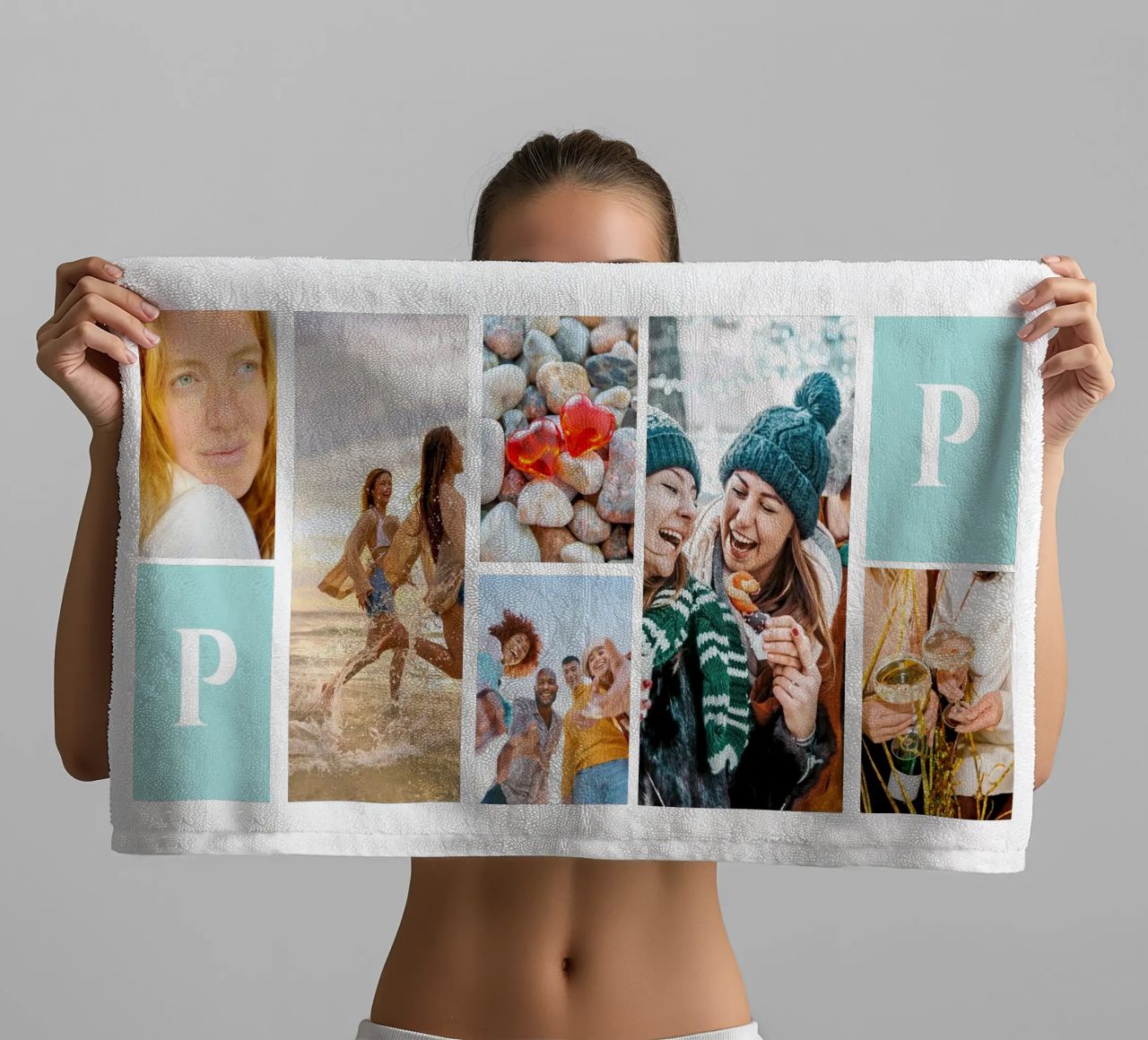 Personalisierte Collage: Fotos und Monogramm einfach hinzufügen Handtuch von Studio Patruschka