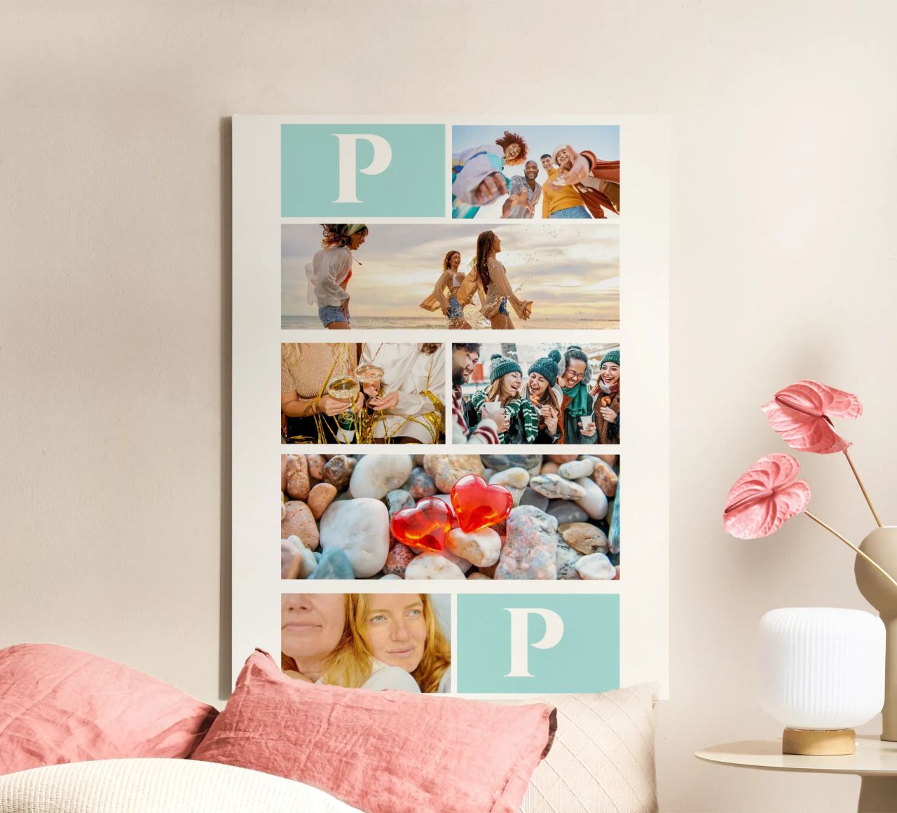 Personalisierte Collage: Fotos und Monogramm einfach hinzufügen Leinwand von Studio Patruschka