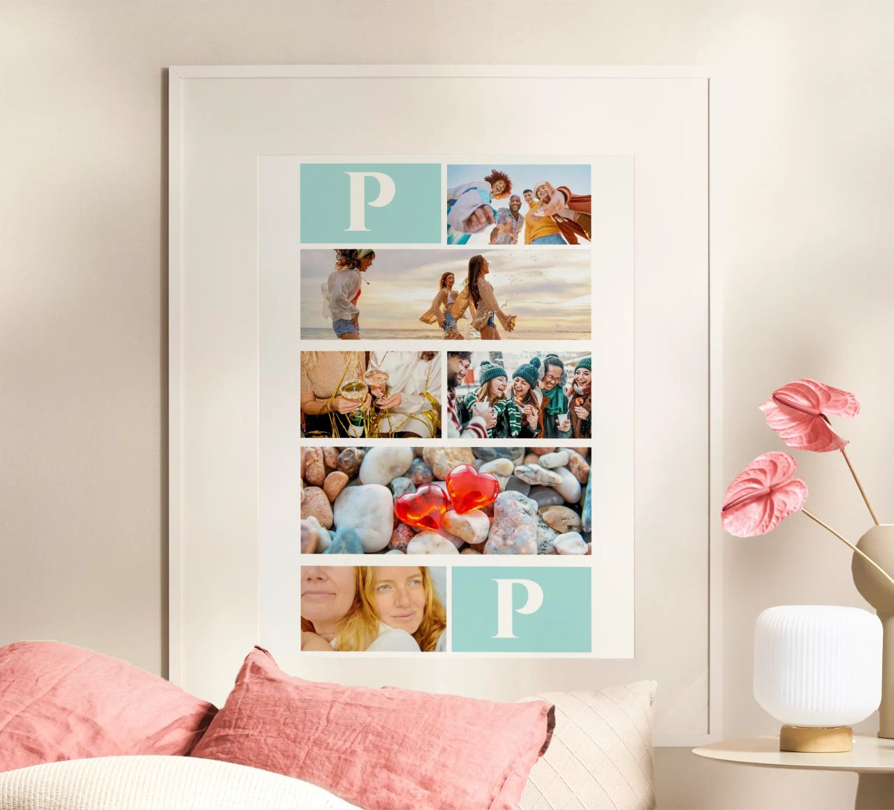 Personalisierte Collage: Fotos und Monogramm einfach hinzufügen Poster von Studio Patruschka