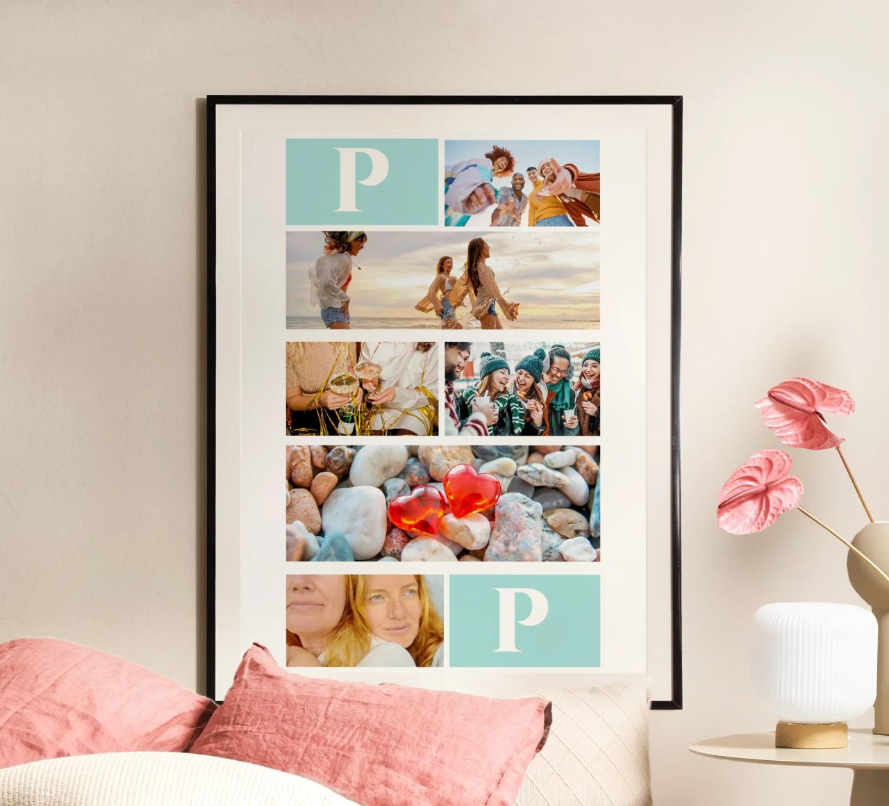 Personalisierte Collage: Fotos und Monogramm einfach hinzufügen Poster von Studio Patruschka