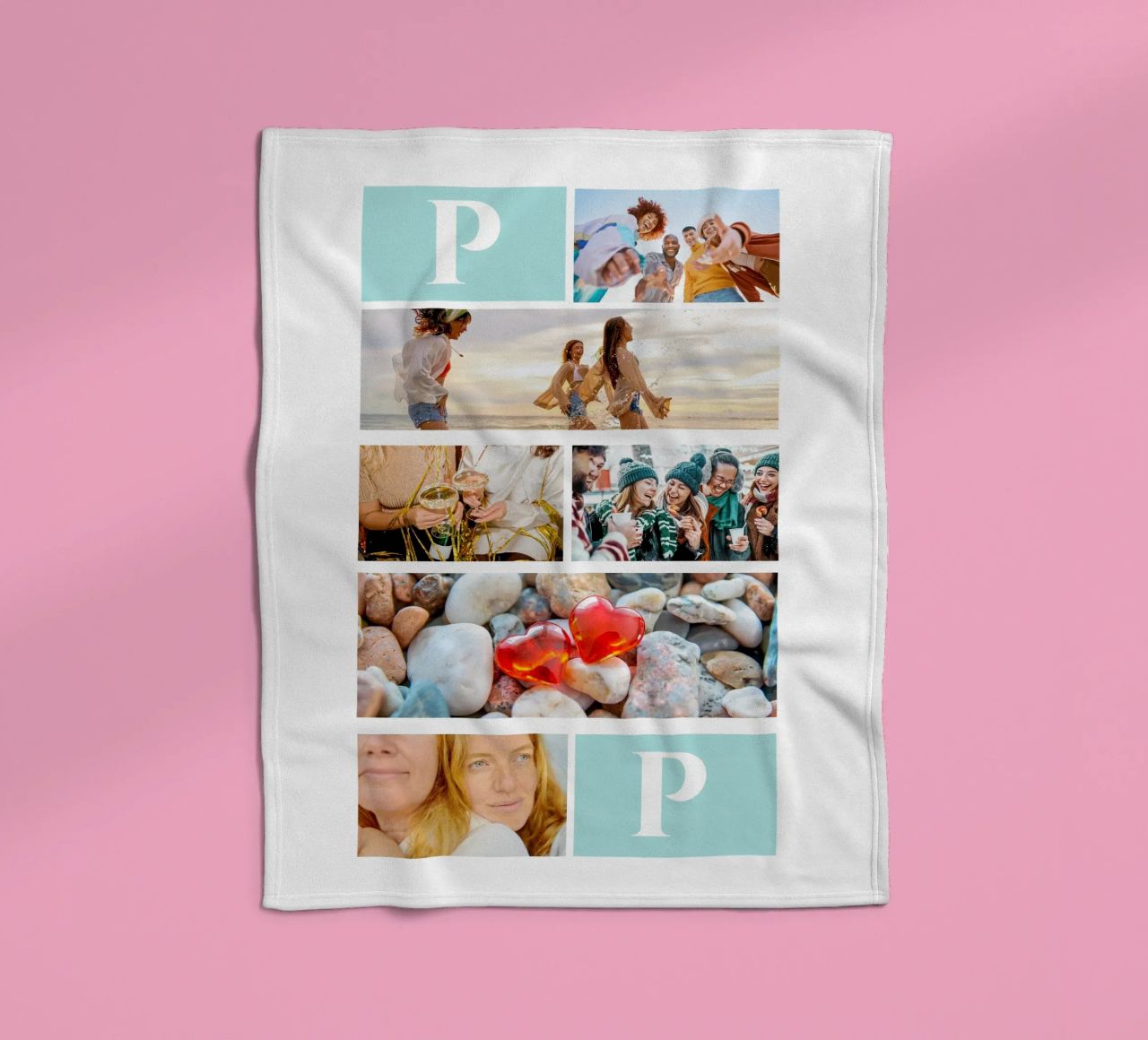 Personalisierte Collage: Fotos und Monogramm einfach hinzufügen Fleecedecke von Studio Patruschka