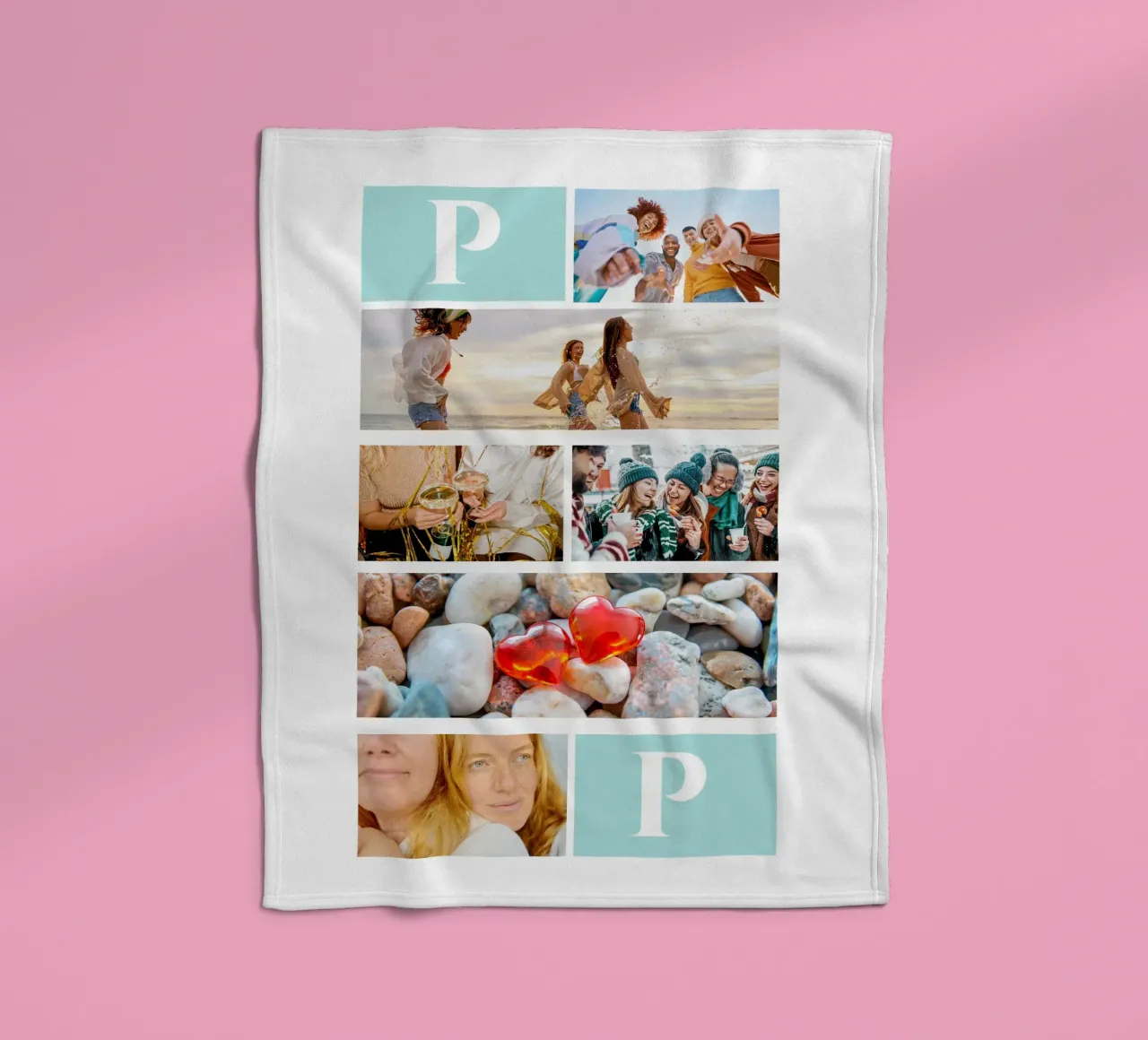 Collage personalizado: Añade fotos y monogramas fácilmente manta de franela de Studio Patruschka