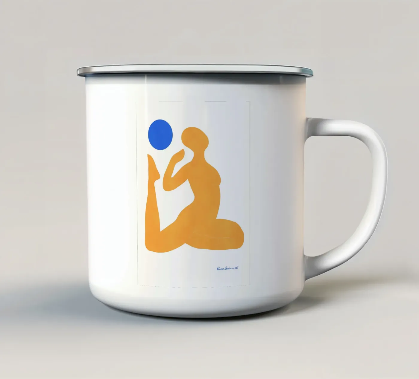 Patchwork Glow enamel mug by Mike Leymi