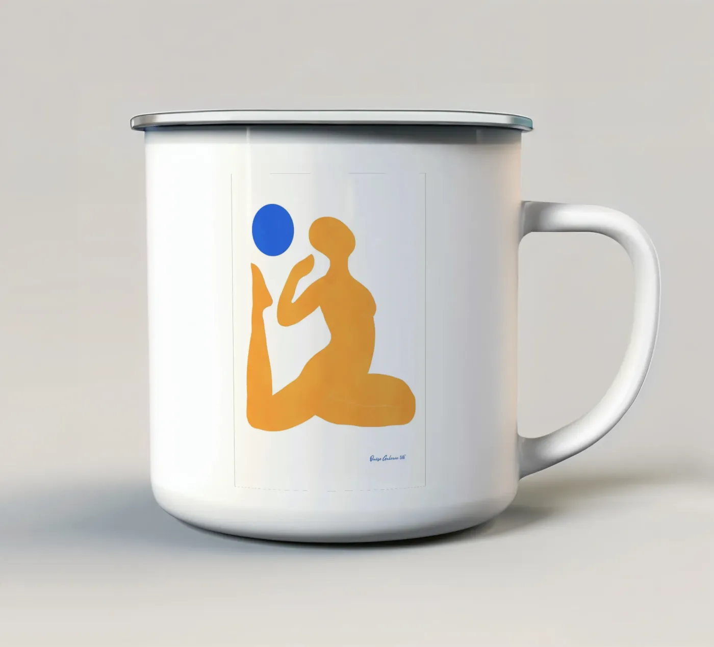 Patchwork Glow enamel mug by Mike Leymi