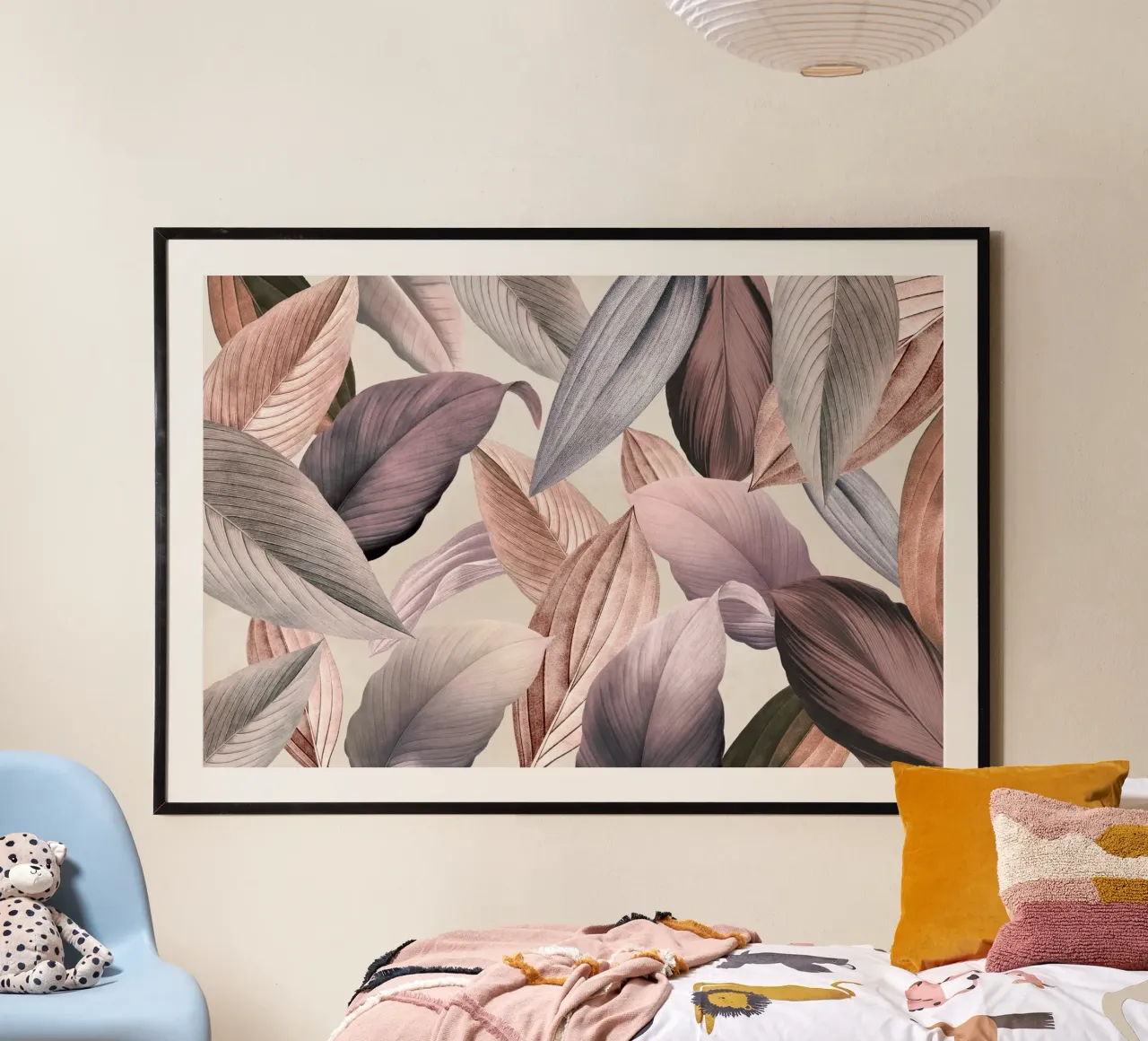 Giardino tropicale vintage con foglie di rame poster con telaio in legno da Vintage World - Uta Naumann