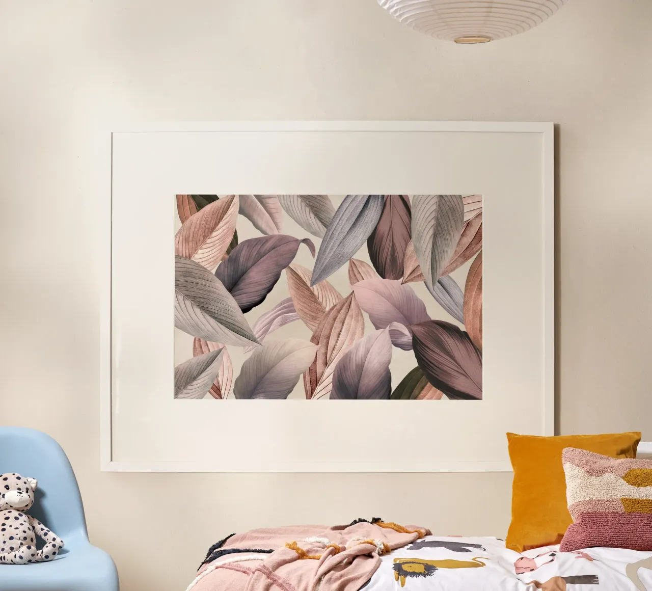 Giardino tropicale vintage con foglie di rame poster con telaio in legno da Vintage World - Uta Naumann
