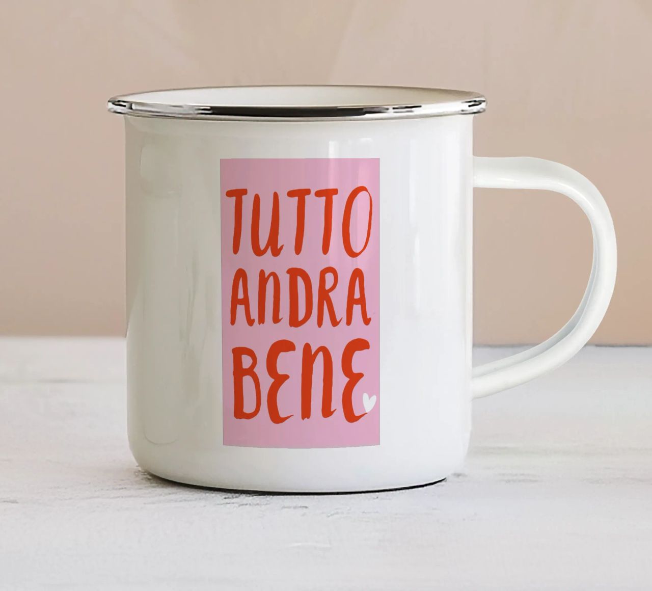 Tutto andra bene tazza in smalto da Ohkimiko