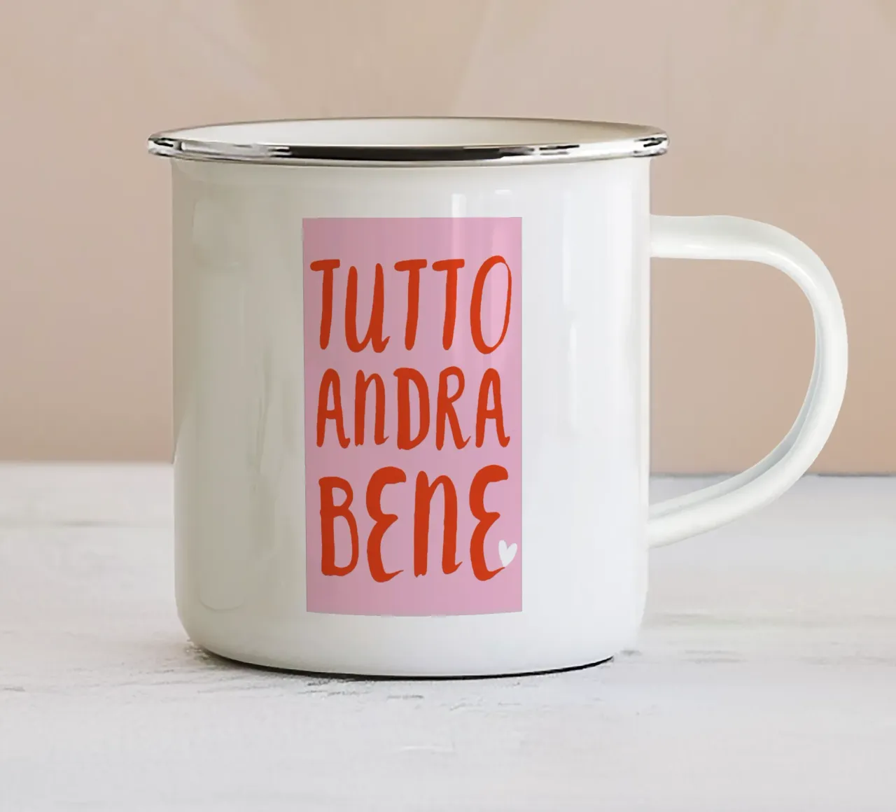 Tutto andra bene taza de esmalte de Ohkimiko
