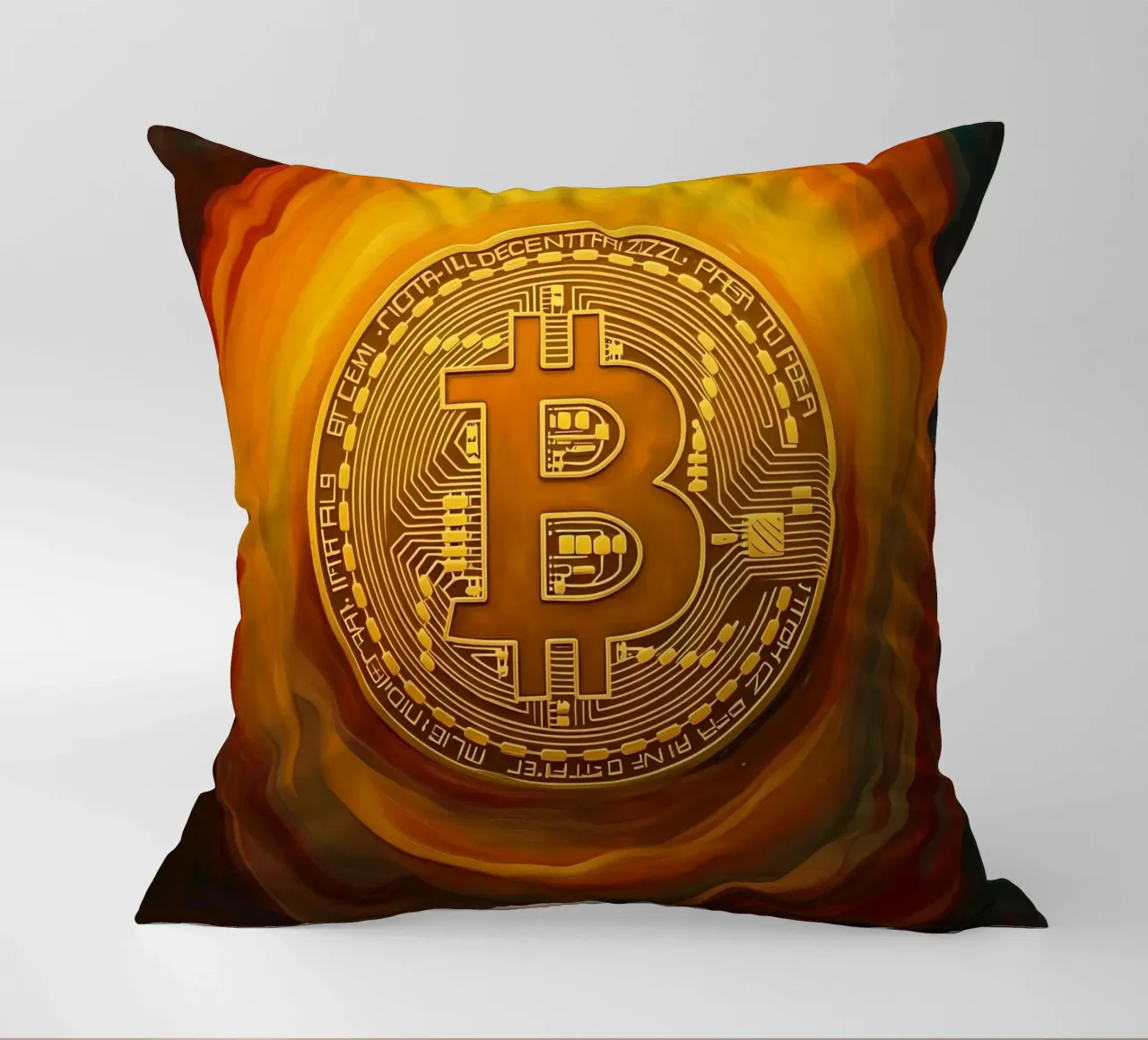 The Glow_BTC decorative cushion by Crypto_Jungle